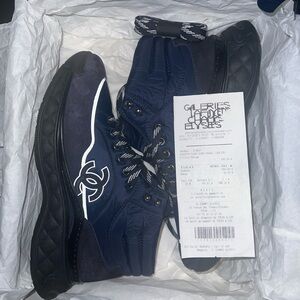 CHANEL Men's Dark Blue and Black Sneakers